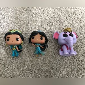 Disney Aladdin Jasmine and Abu Elephant Funko Pops